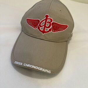 Breitling Embroidered Wing Logo Baseball hat - Beige with Red Accent - one size
